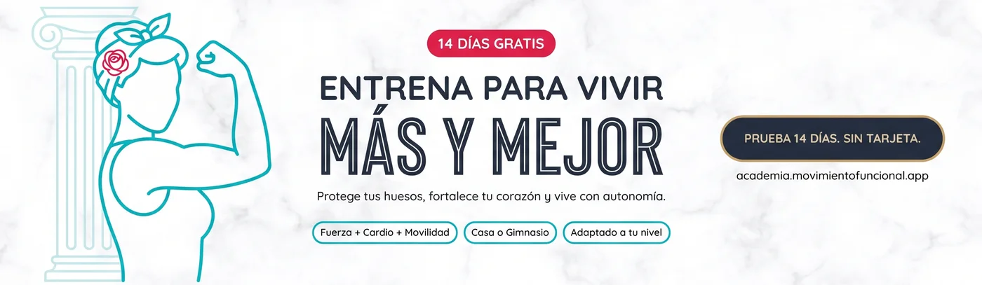 Entrena para vivir mas y mejor. Odisea Antifragil: plataforma de fuerza, cardio y movilidad para mujeres en menopausia. 14 dias gratis, sin tarjeta.